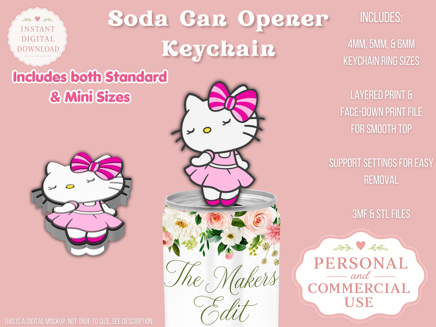 Hello Kitty Ballerina - Can Tab Opener - Digital File