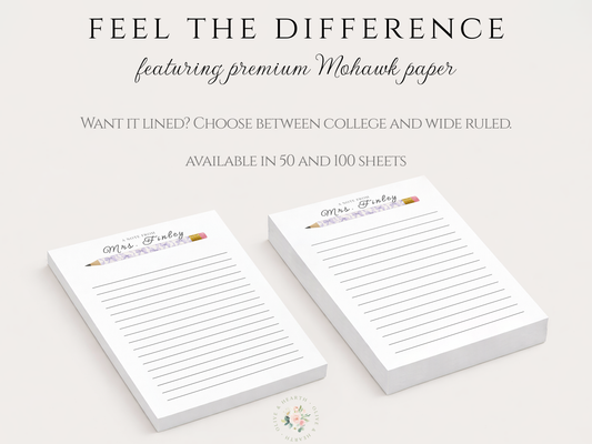 Teacher Notepad | Personalized Notepad | Purple Bows