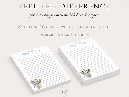 Teacher Notepad | Personalized Notepad | Bow Aesthetic Books