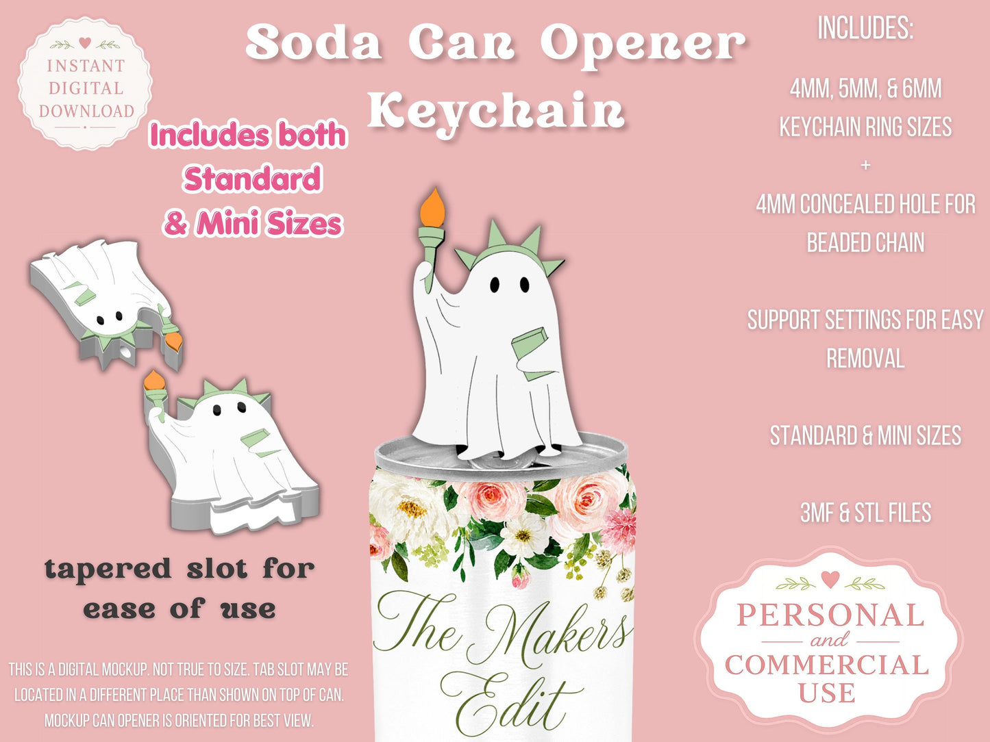 Lady Liberty Ghost - Can Tab Opener - Digital File