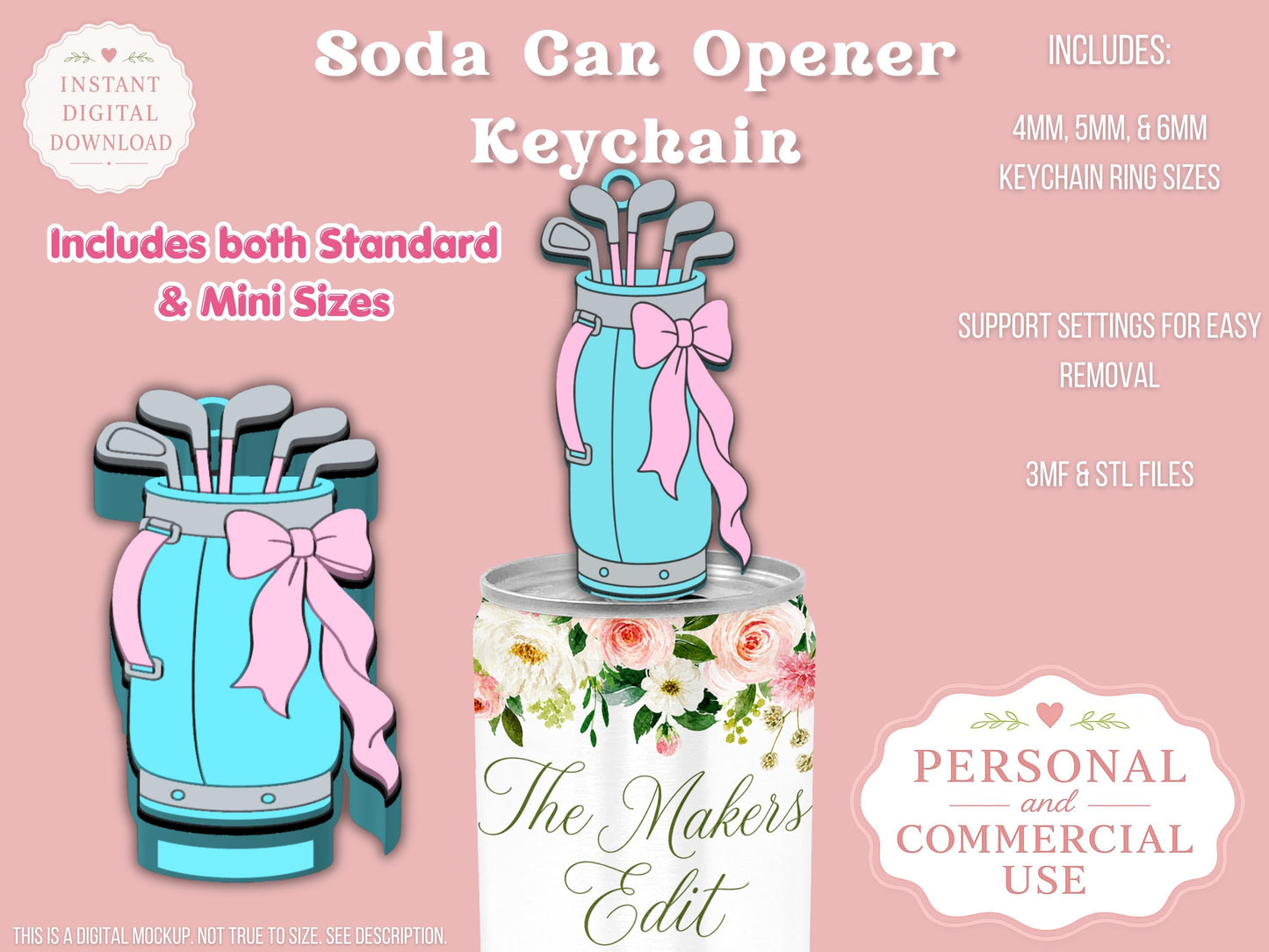 Golf Bag Coquette - Can Tab Opener - Digital File
