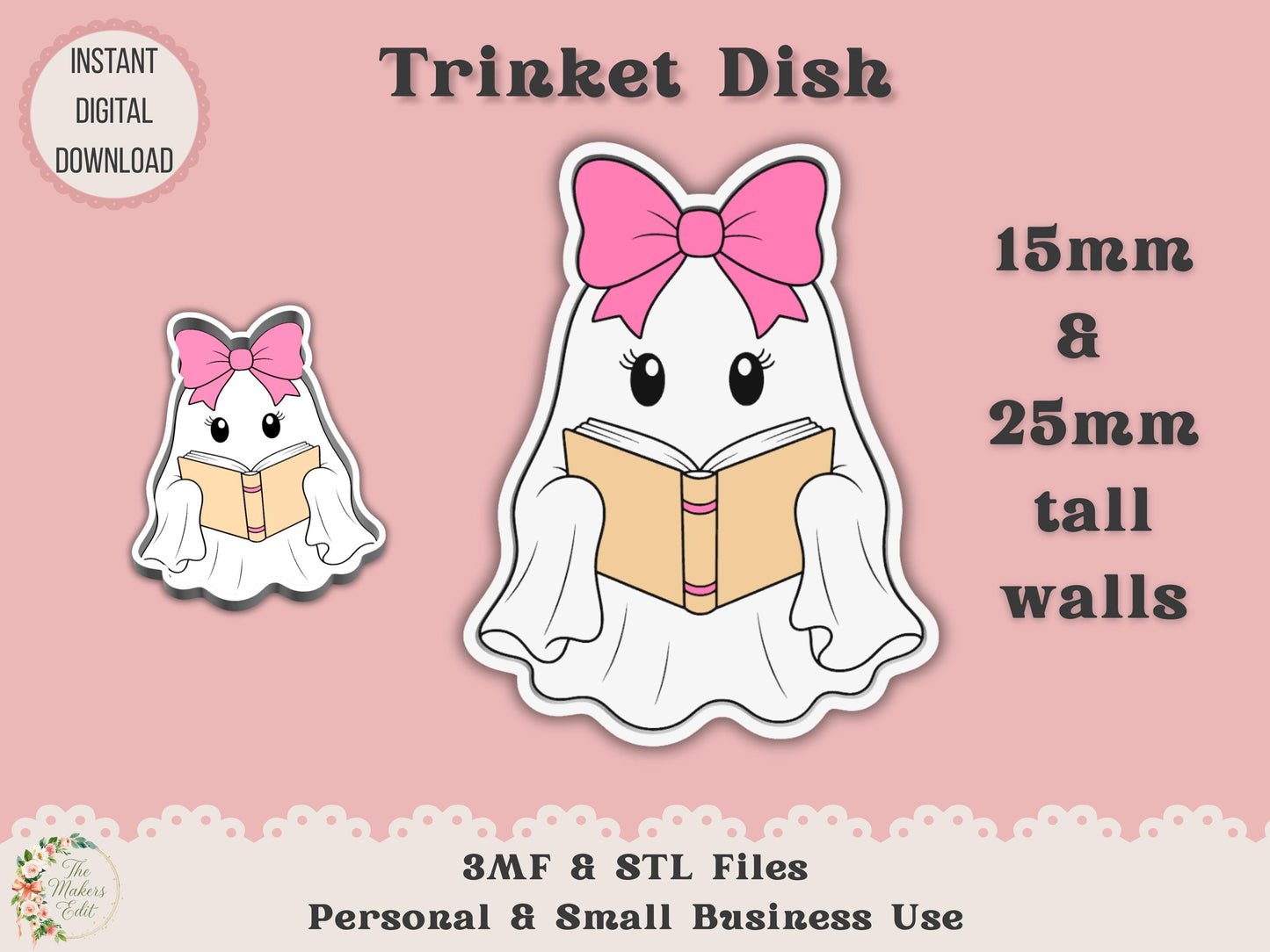 Bookish Ghost - Trinket Dish - Digital File