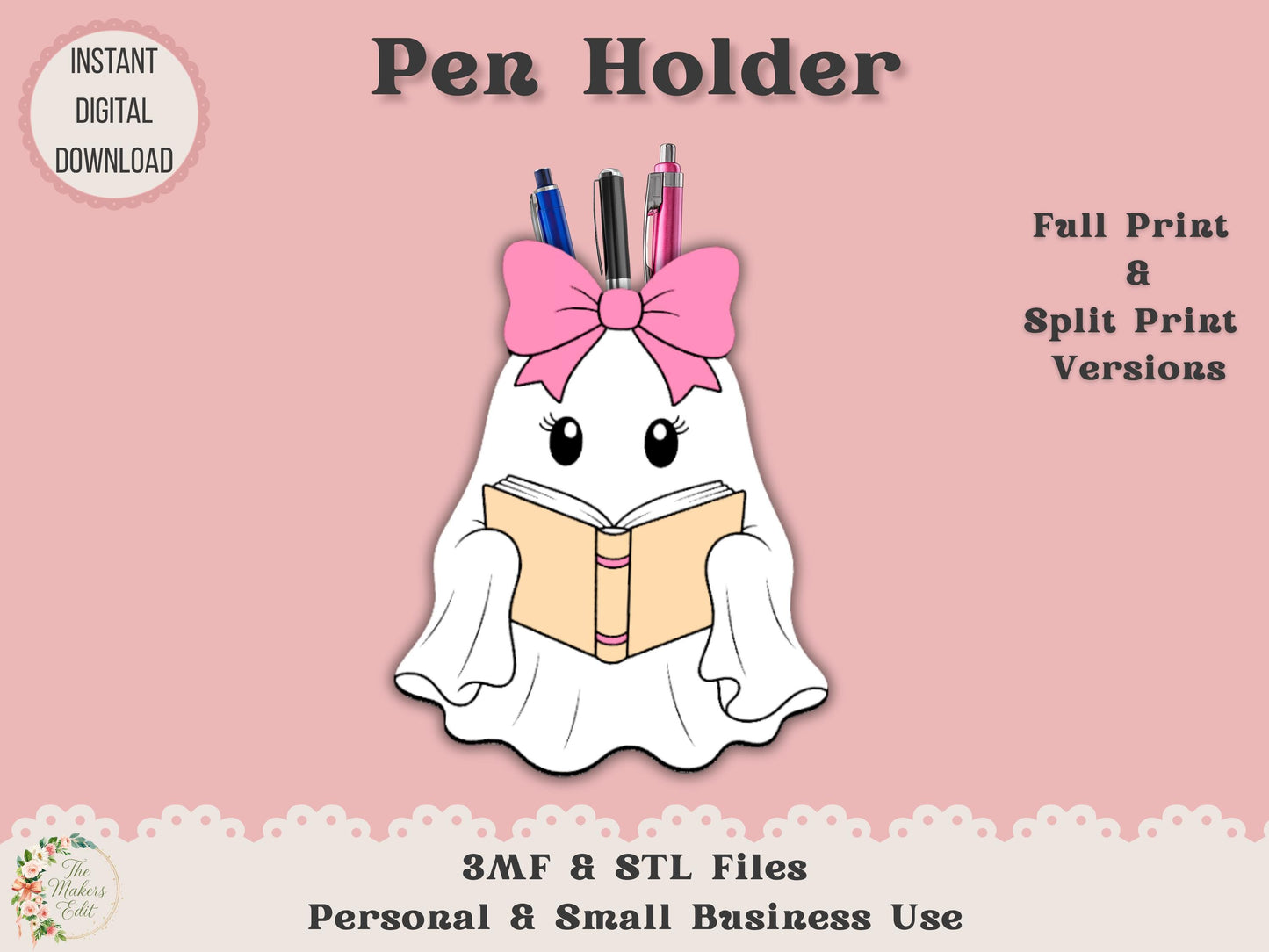 Bookish Ghost - Pen Holder - Digital File