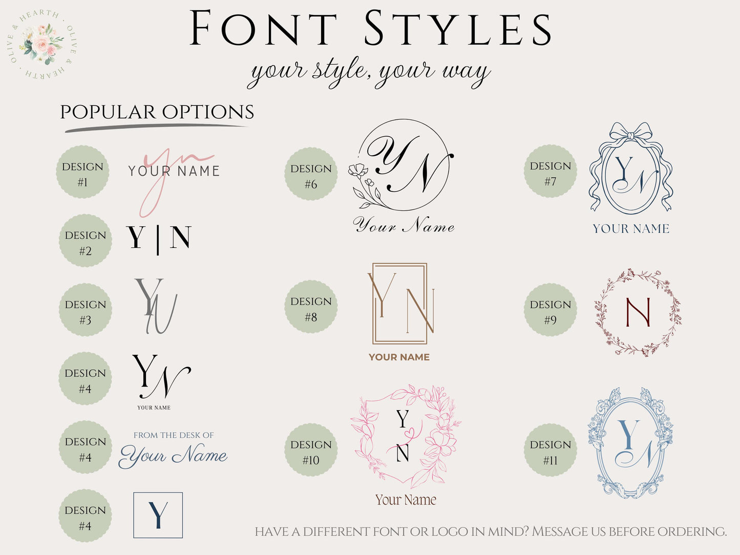 Personalized Floral Notepad | 5x7 Custom Notepad | Sage Green Toile Flowers