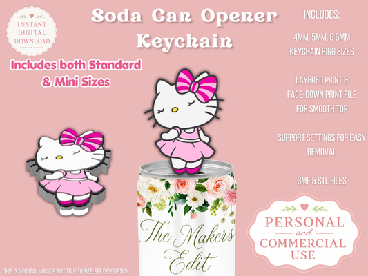 Hello Kitty Ballerina - Can Tab Opener - Digital File