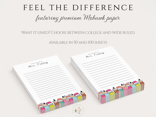 Teacher Notepad | Personalized Notepad | Cheetah Print Pencils