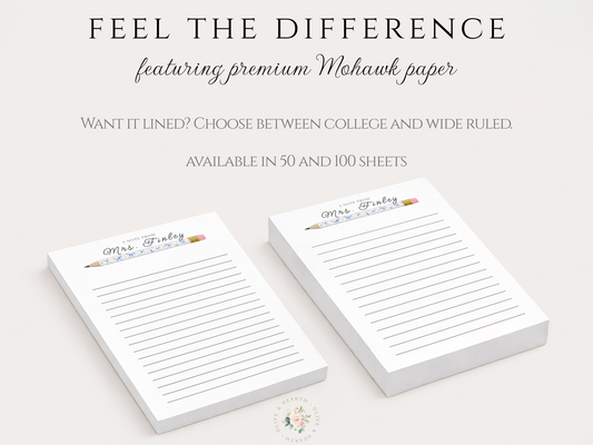 Teacher Notepad | Personalized Notepad | Blue Bows