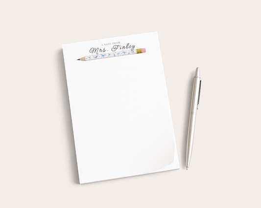 Teacher Notepad | Personalized Notepad | Blue Bows