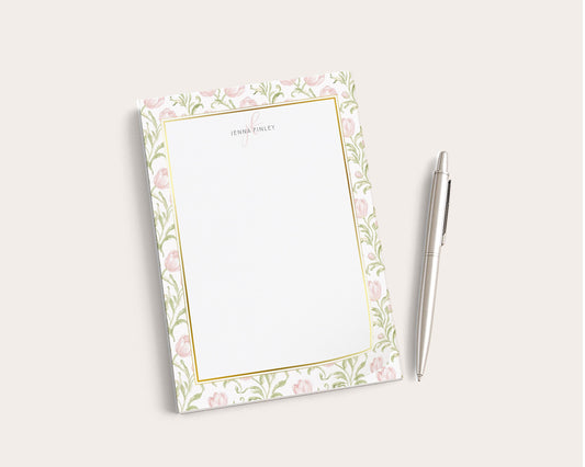 Custom Floral Notepad | 50 and 100 Sheets | Dusty Rose Tulip Flowers | Mother's Day Gift Idea