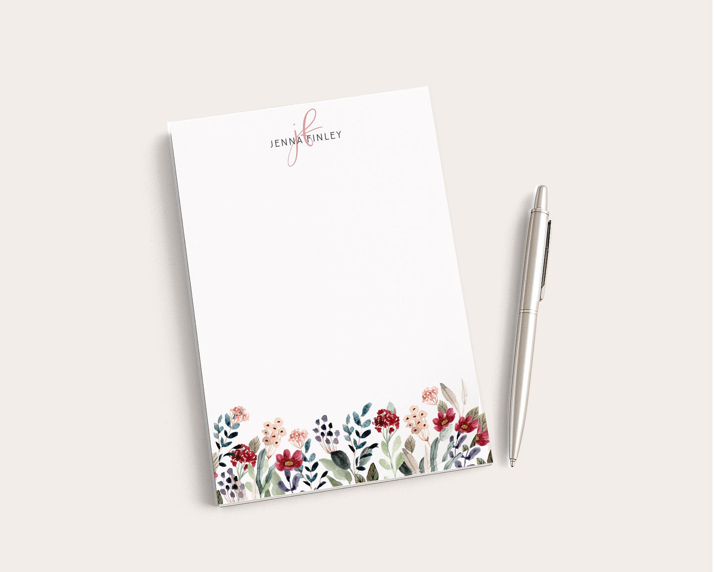 Personalized Floral Notepad | Watercolor Wildflower Flowers | Mother's Day Gift Idea