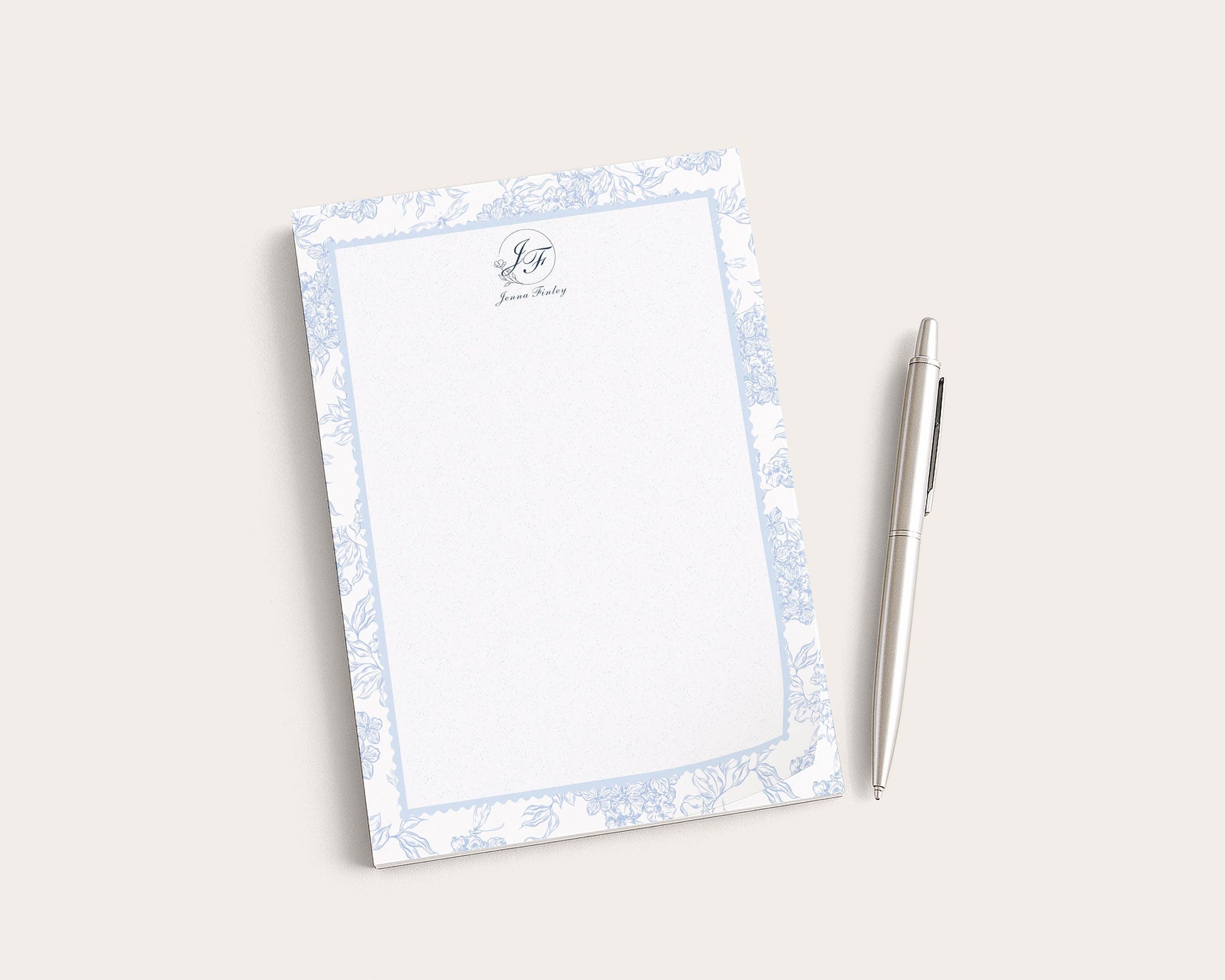 Personalized Floral Notepad | Blue Flowers | Mother's Day Gift Idea