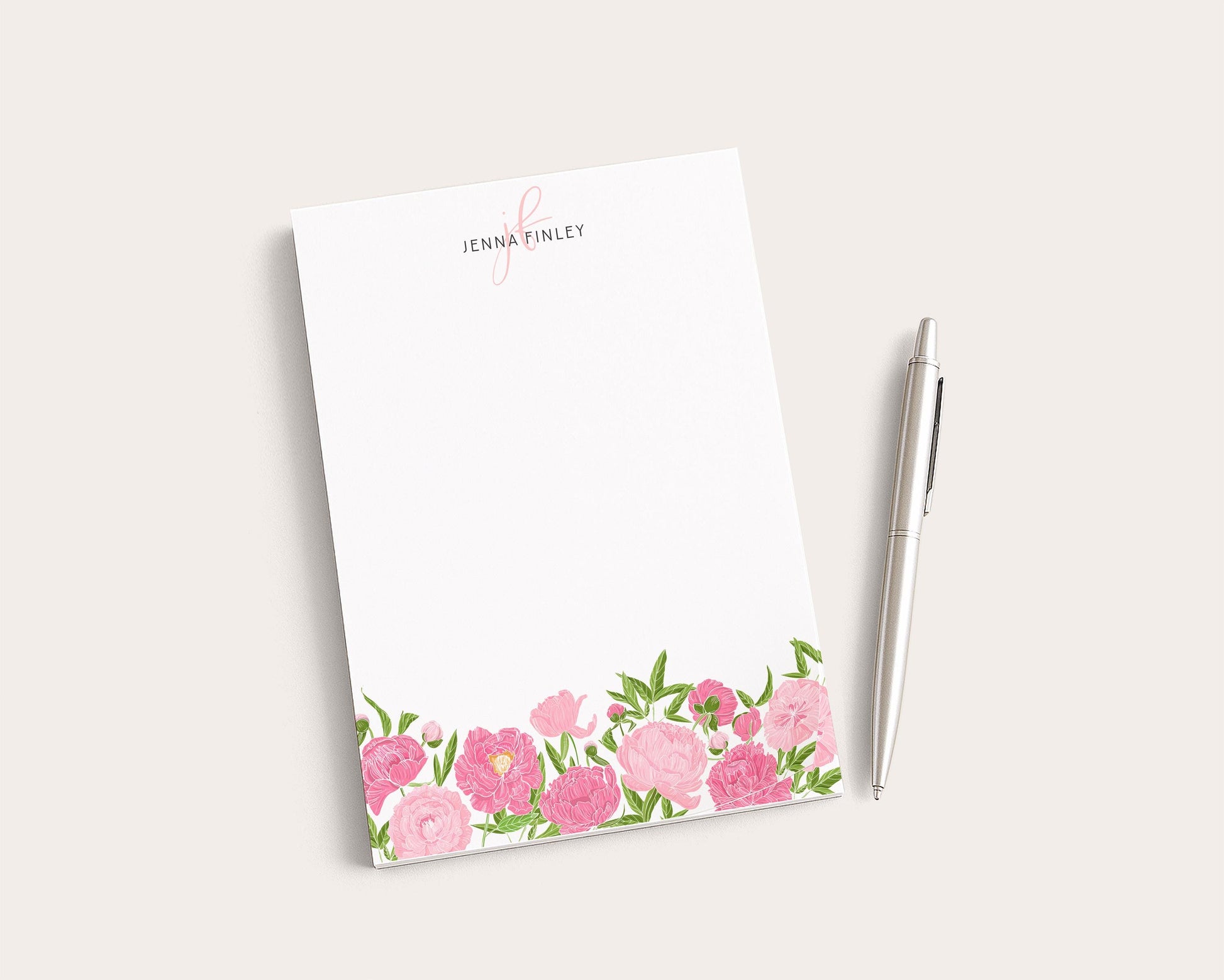 Personalized Floral Notepad | Watercolor Peonies | Mother's Day Gift Idea