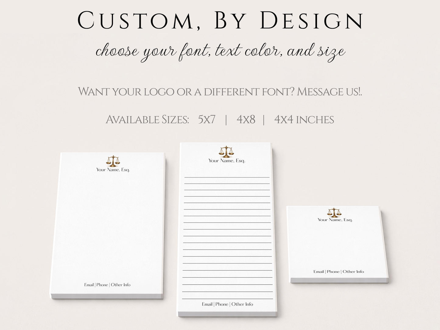Personalized Lawyer Notepad | Scales of Justice | Mother's Day Gift Idea | Graduation Gift Idea