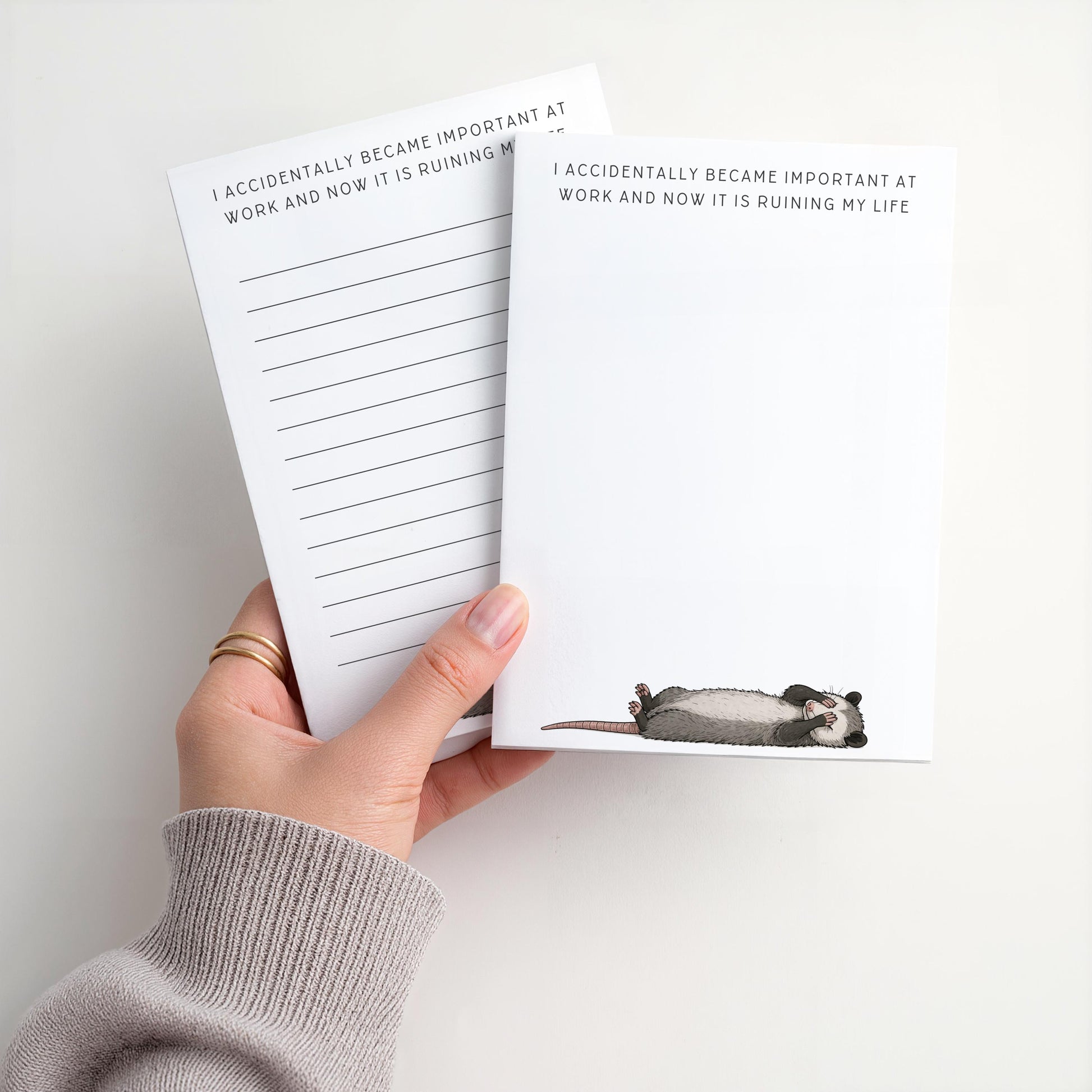 Custom Notepad | Funny Notepad | Opossum | Became Important at Work - Ruining My Life | Mother's Day Gift Idea