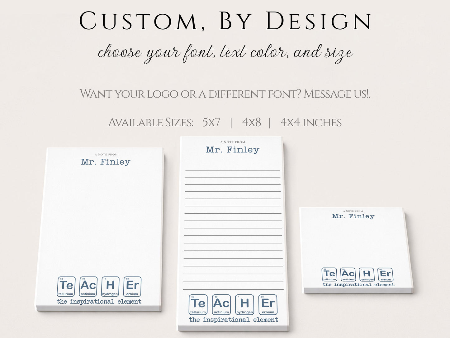 Personalized Teacher Notepad | Science Elements | Teacher Appreciation Gift