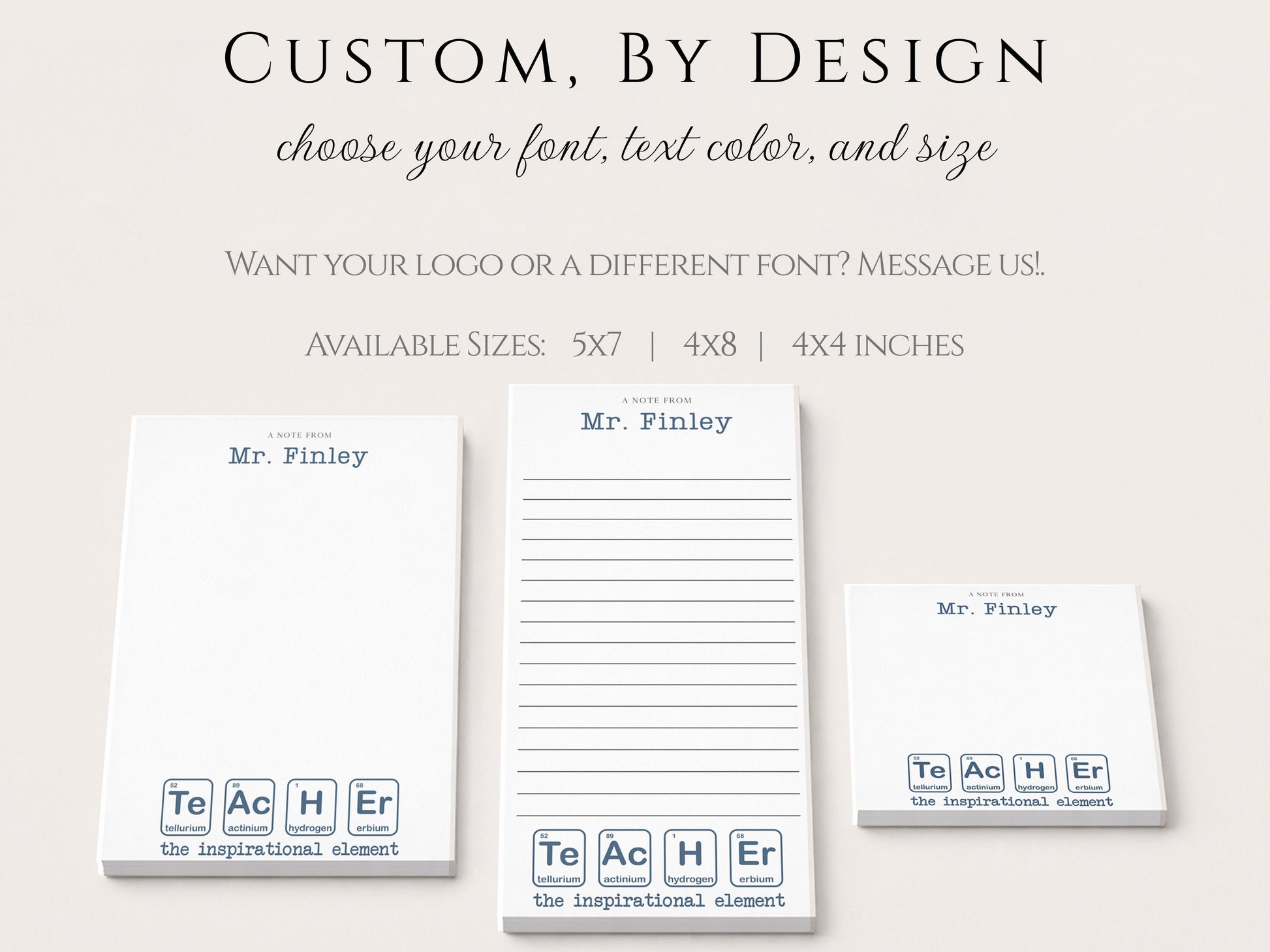 Personalized Teacher Notepad | Science Elements | Teacher Appreciation Gift