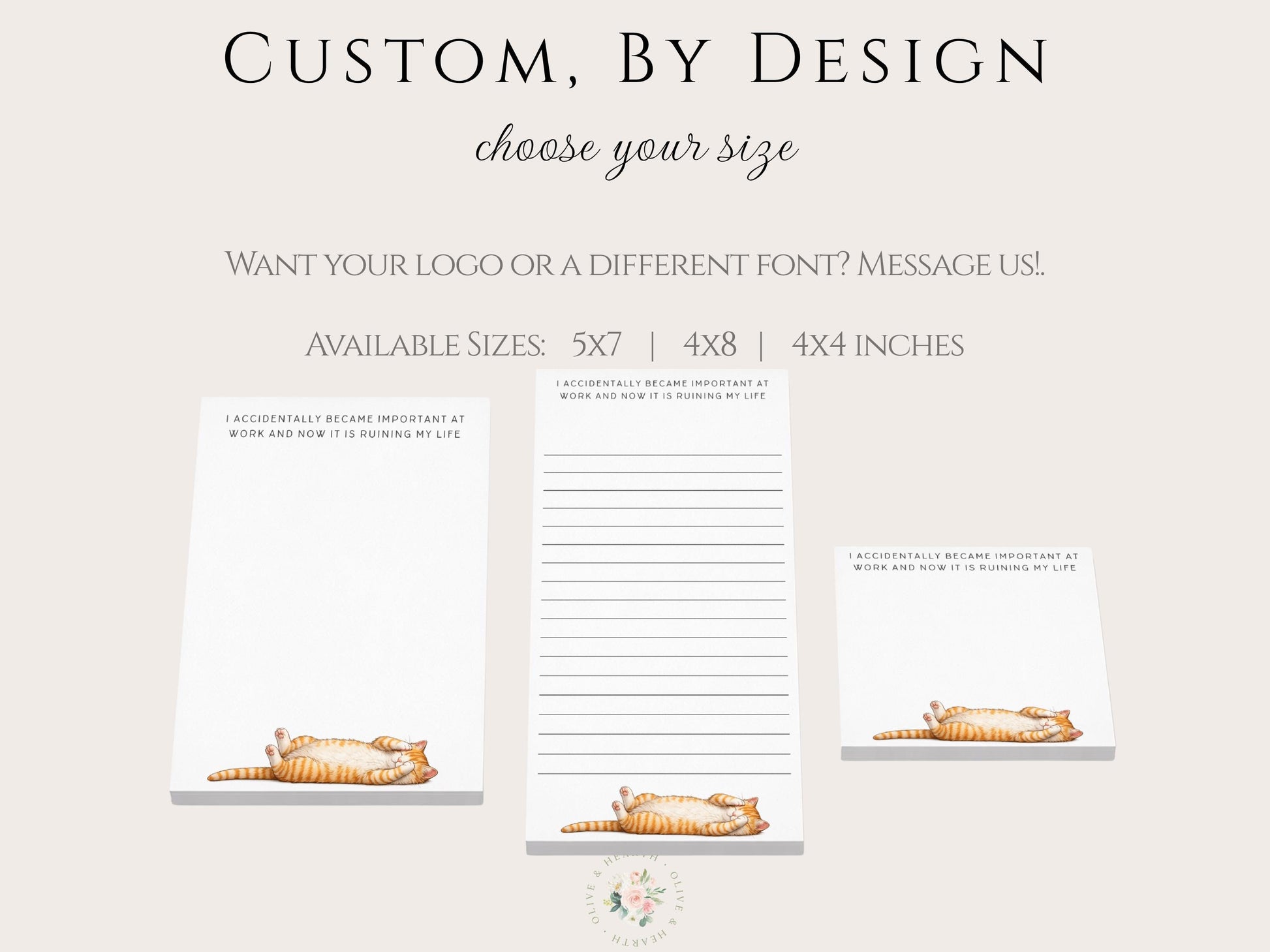 Personalized Notepad | Orange Striped Cat Work Ruining Life