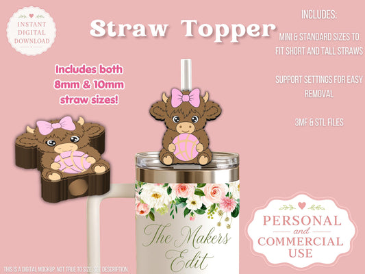 Highland Cow Concha Coquette Bow