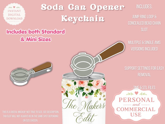 Soda Can Tab Opener Keychain 3D Printer file | Portafilter STL 3MF