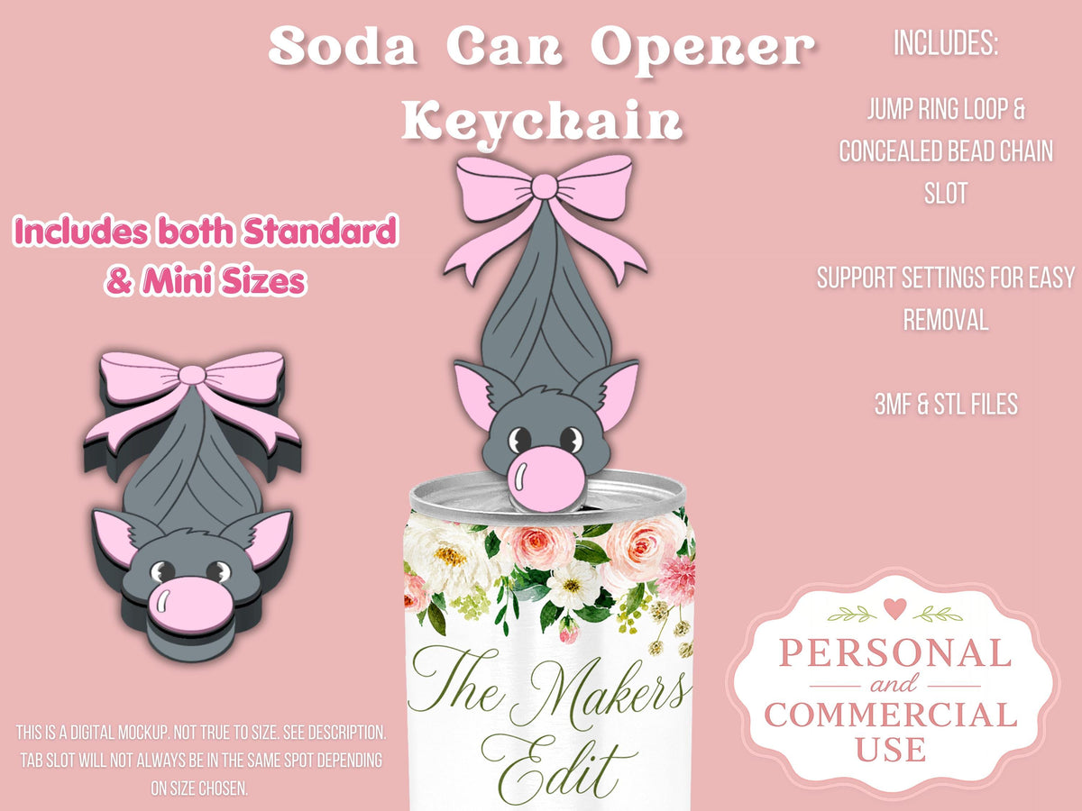 Bubblegum Bat - Can Tab Opener - Digital File