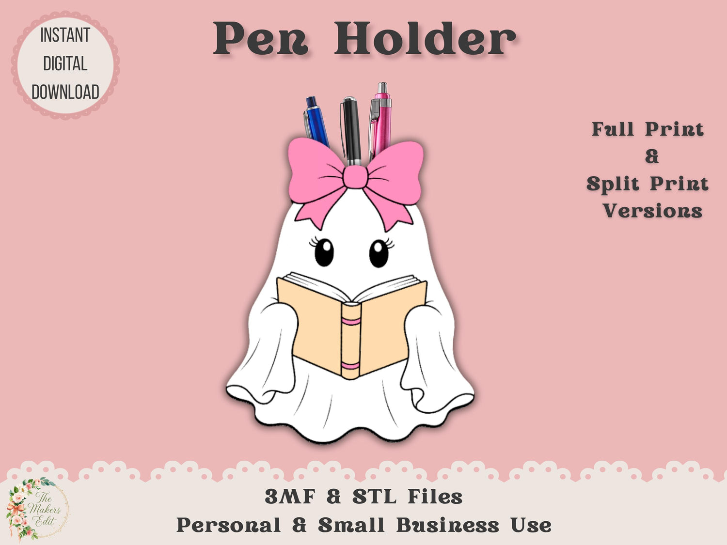 Bookish Ghost - Pen Holder - Digital File