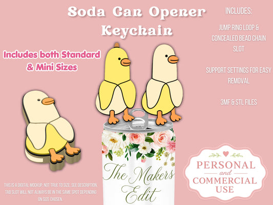 Soda Can Tab Opener Keychain 3D Printer File | Banana Chicken | STL 3MF