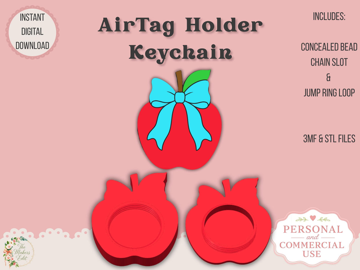 AirTag Holder Keychain | Apple Coquette | STL 3MF