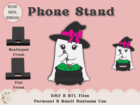 Phone Stand 3D Printer File | Ghost Witch Cauldron STL 3MF