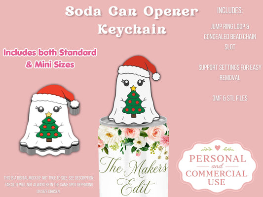 Soda Can Tab Opener Keychain 3D Printer File | Ghost Santa Tree STL 3MF