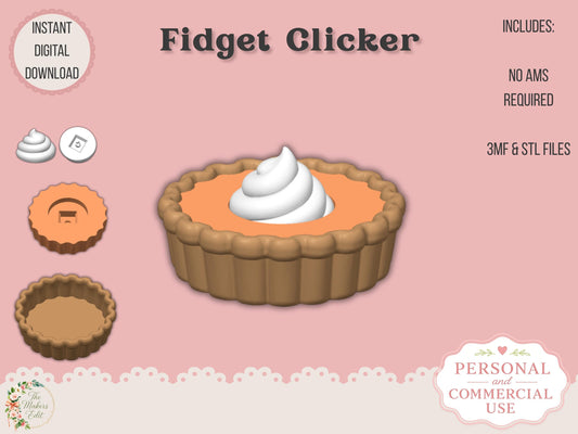 Fidget Clicker 3D Print File | Pumpkin Pie STL 3MF
