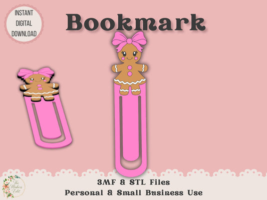 Bookmark 3D Printer File | Coquette Gingerbread Girl STL 3MF