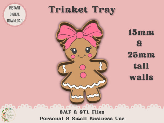 Trinket Dish 3D Printer File | Gingerbread Girl STL 3MF