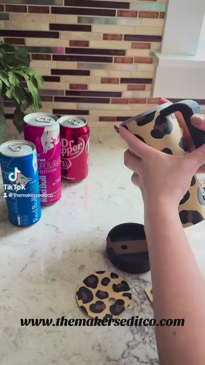 Tumbler Can Holder | Leopard Print 12oz Slim Can | STL 3MF | Commercial Use