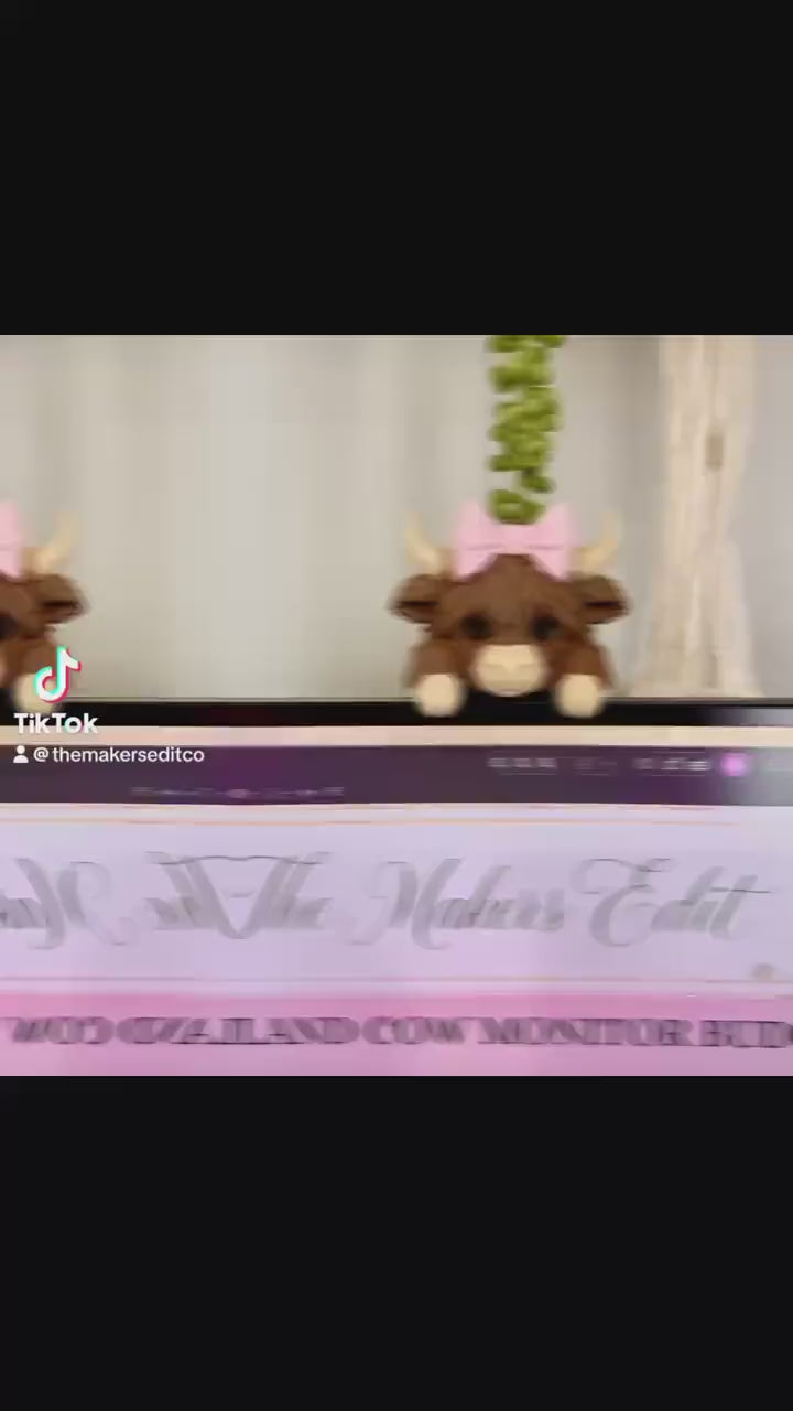 Monitor Buddy 3D Printer File | Highland Cow Coquette Bow STL 3MF | Commercial Use